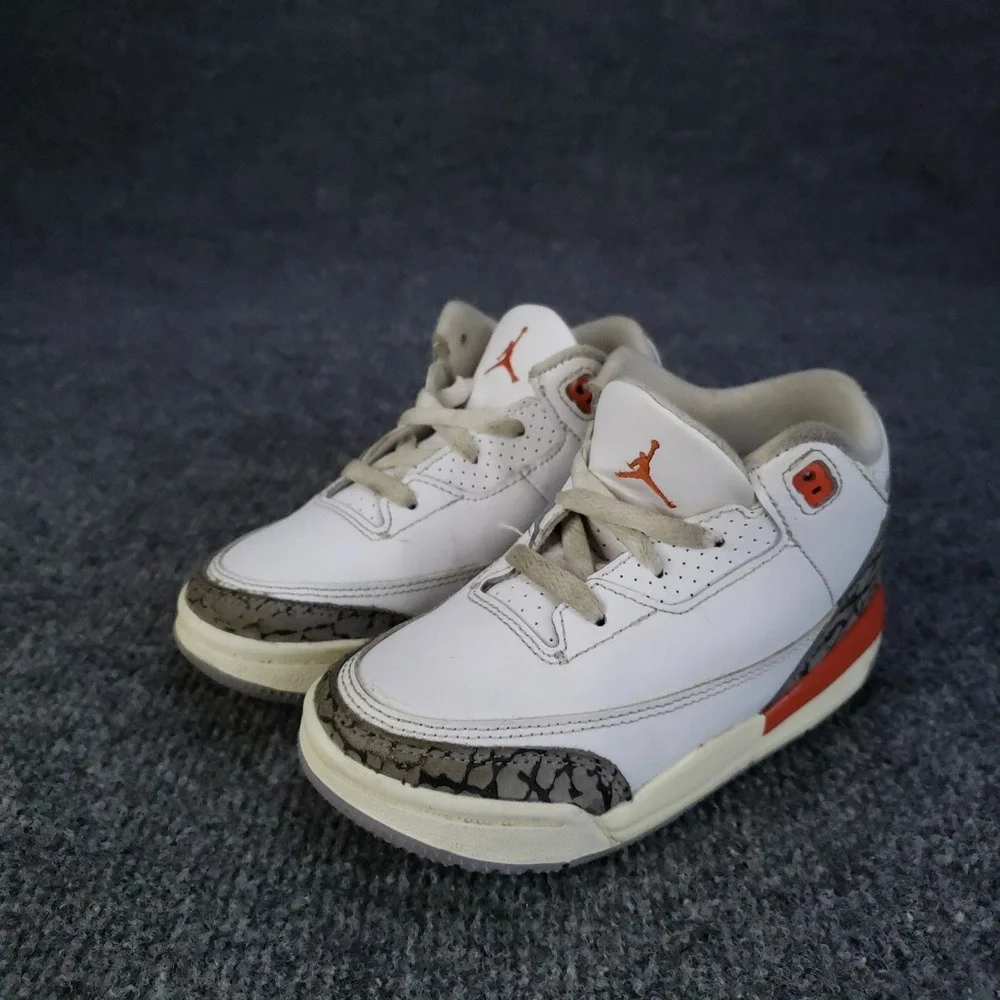 Nike Air Jordan 3 Retro Shoes Georgia Peach‎ Toddler Size 9C White Sneakers